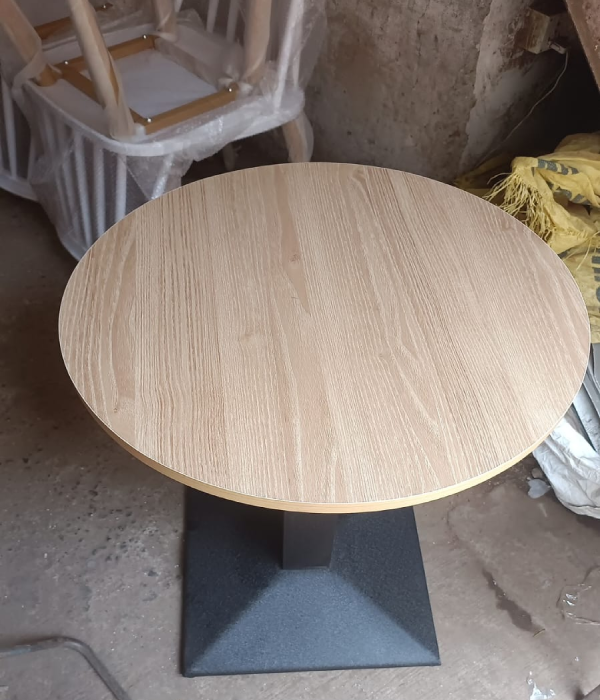 Round Cafe Table with High-Quality Ply Top & Powder-Coated Base